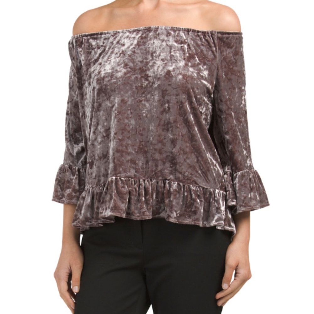 Sanctuary Boho Velvet Julia Off the Shoulder Top